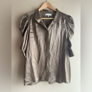Frame Women 100% Silk Blouse Metallic Brown Size Large